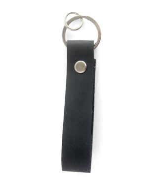 Inky Black Leather Keychain