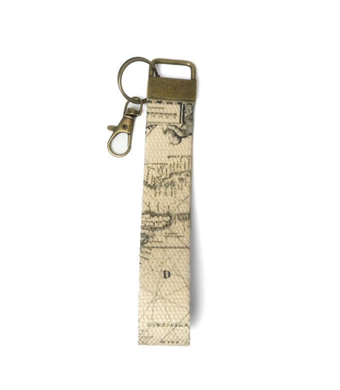 wristlet - antique map - WHITE FRONT-2